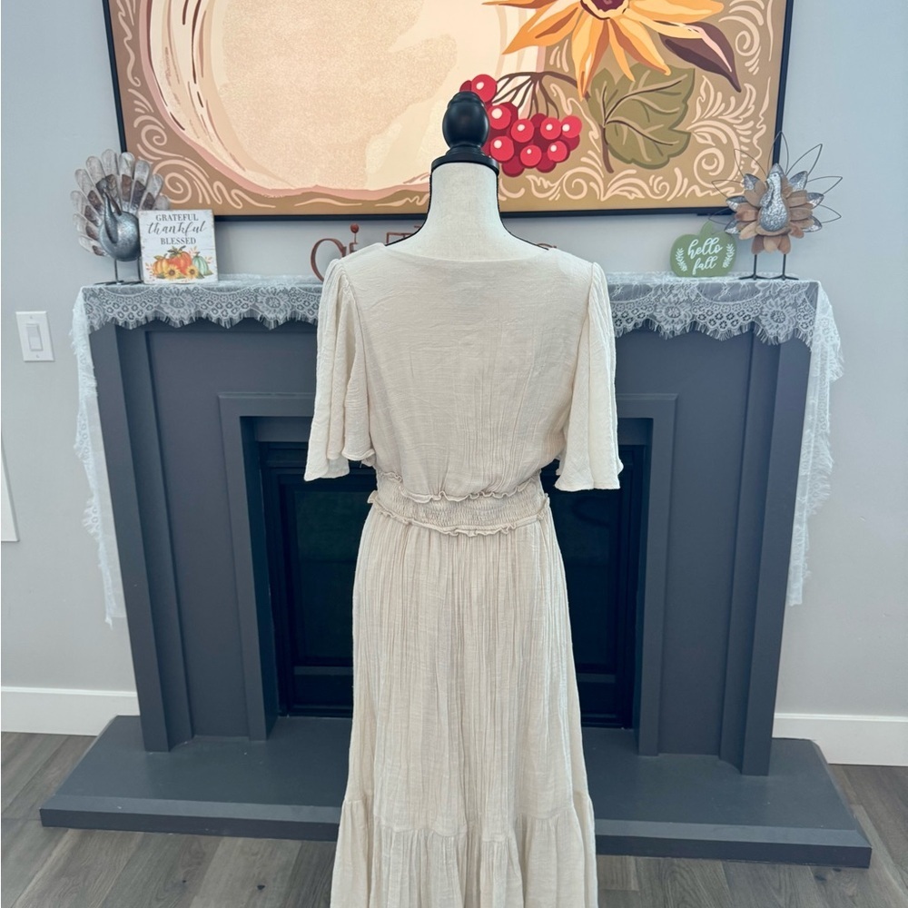 A. Calin Luxe Boho Embroidered Maxi Dress in Soft Cream – Size L - Picture 5 of 7